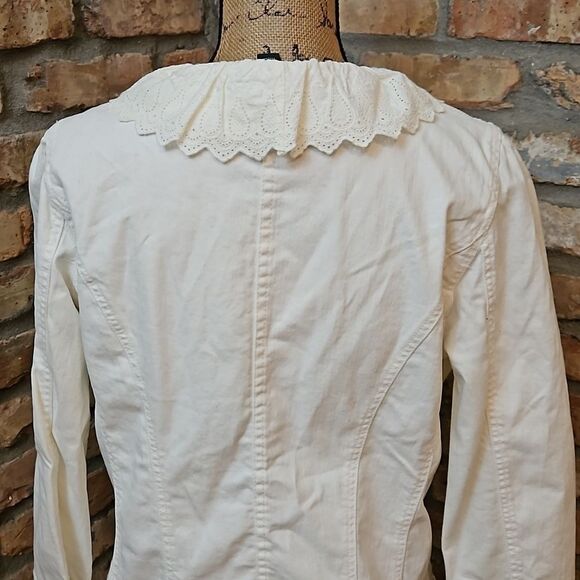 NWT LRL Lauren Jeans white denim jacket with eyelet trim size 16 - Picture 7 of 13